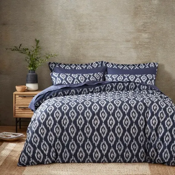 Seersucker Duvet Cover Set - Blue, Microfibre image