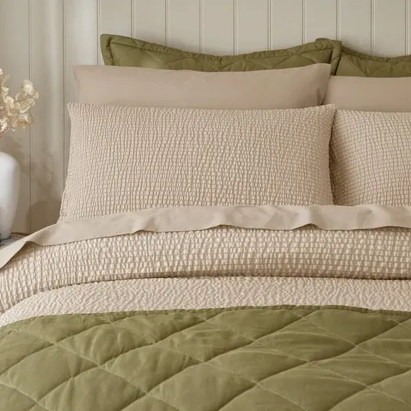 Seersucker Duvet Cover Set - Natural, Microfibre