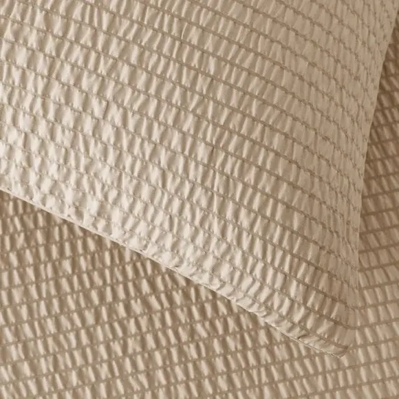 Seersucker Duvet Cover Set - Natural, Microfibre