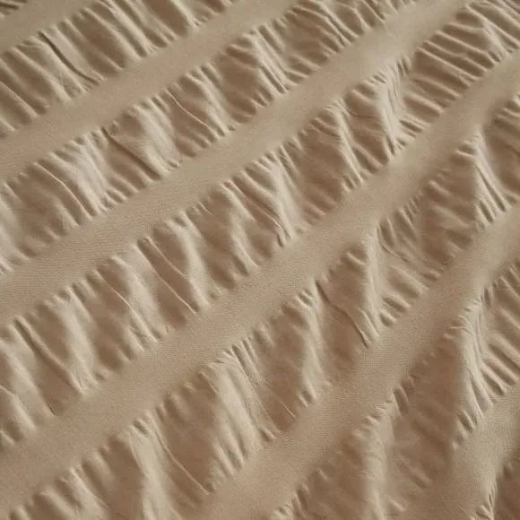 Seersucker Duvet Cover Set - Taupe, Cotton