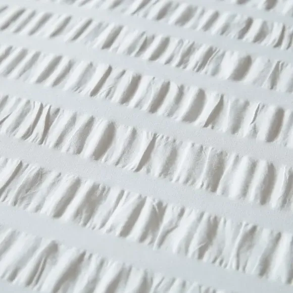 Seersucker Duvet Cover Set - White, Cotton