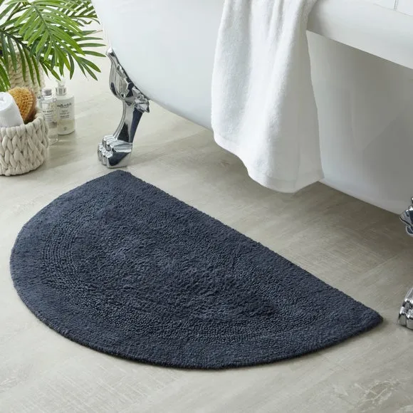 Semi Circle Bath Mat Reversible - Charcoal, Cotton