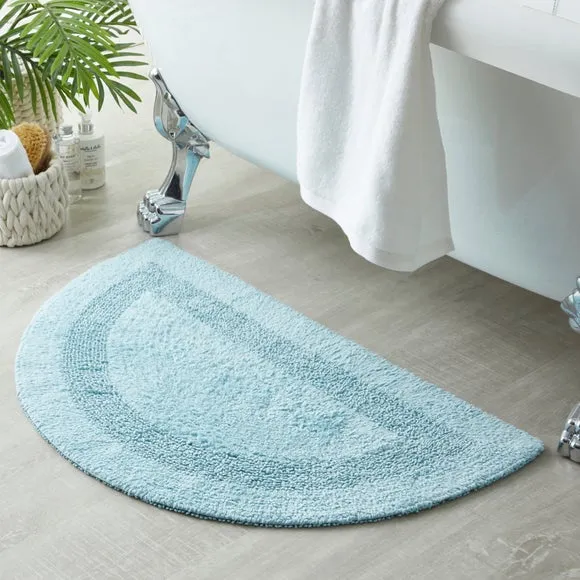 Semi Circle Bath Mat Reversible - Duck Egg, Cotton