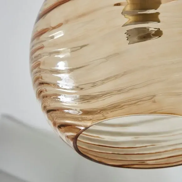 Semi Flush Ceiling Light - Amber, Glass