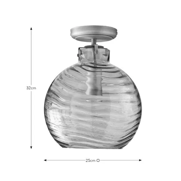 Semi Flush Ceiling Light - Amber, Glass