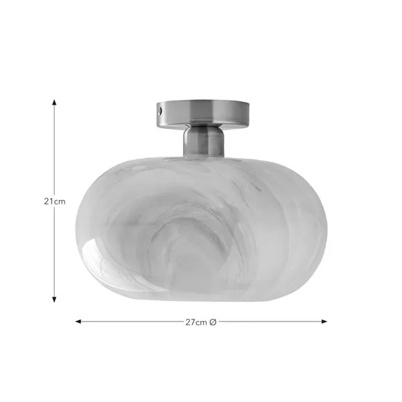 Semi Flush Ceiling Light - Gold, Alabaster