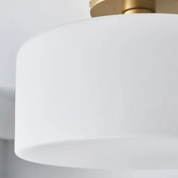 Semi Flush Ceiling Light - Gold, Glass
