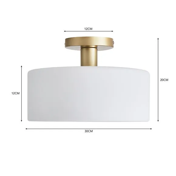 Semi Flush Ceiling Light - Gold, Glass