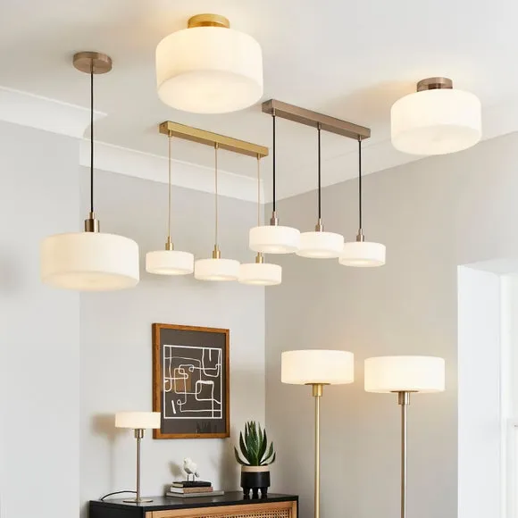 Semi Flush Ceiling Light - Gold, Glass