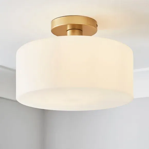 Semi Flush Ceiling Light - Gold, Glass image