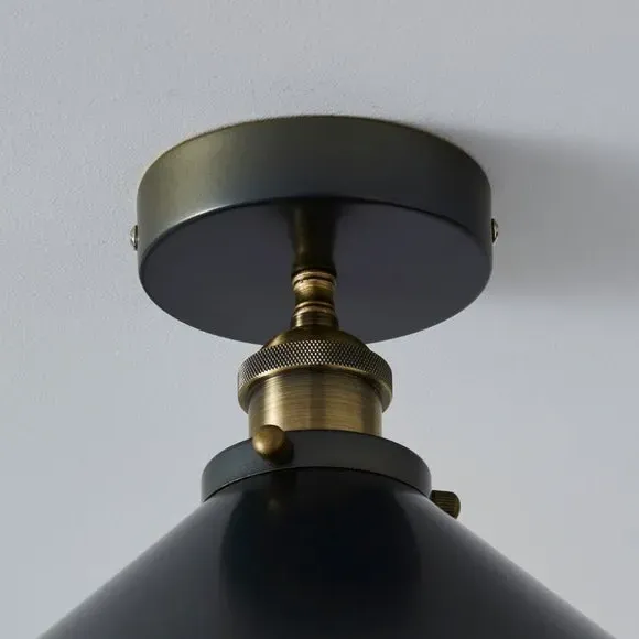 Semi Flush Ceiling Light - Grey, Metal