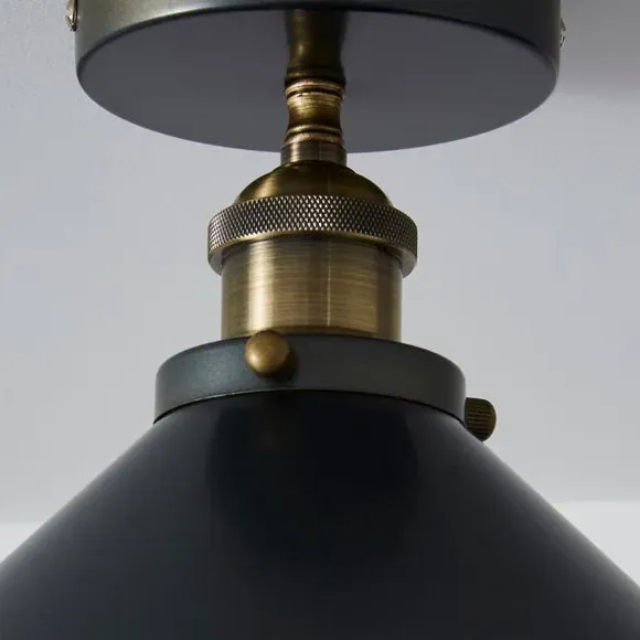Semi Flush Ceiling Light - Grey, Metal