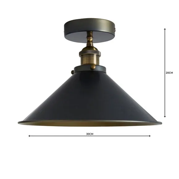 Semi Flush Ceiling Light - Grey, Metal