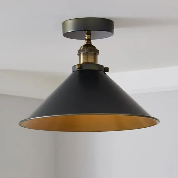 Semi Flush Ceiling Light - Grey, Metal image