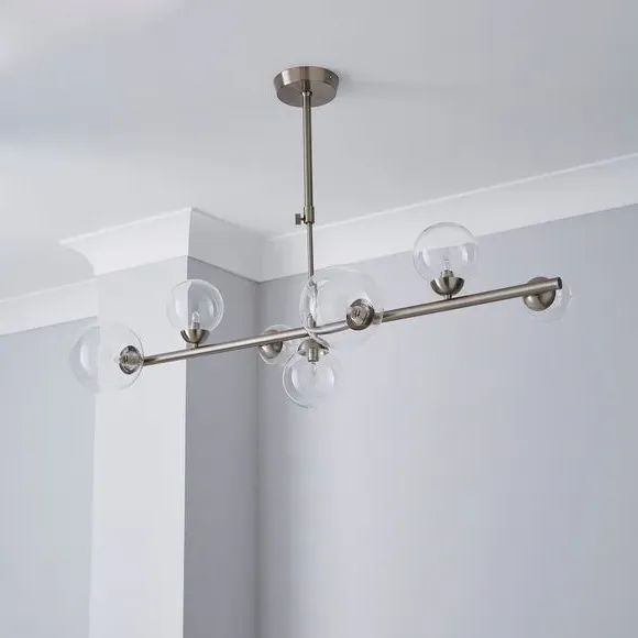 Semi Flush Ceiling Light - Nickel, Glass