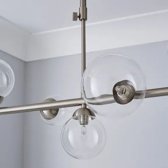 Semi Flush Ceiling Light - Nickel, Glass