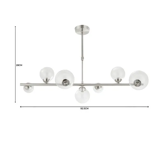 Semi Flush Ceiling Light - Nickel, Glass