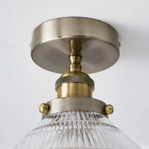 Semi Flush Ceiling Light - Nickel, Glass