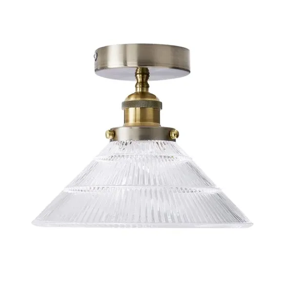 Semi Flush Ceiling Light - Nickel, Glass