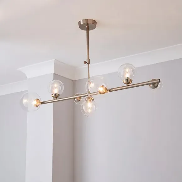 Semi Flush Ceiling Light - Nickel, Glass image