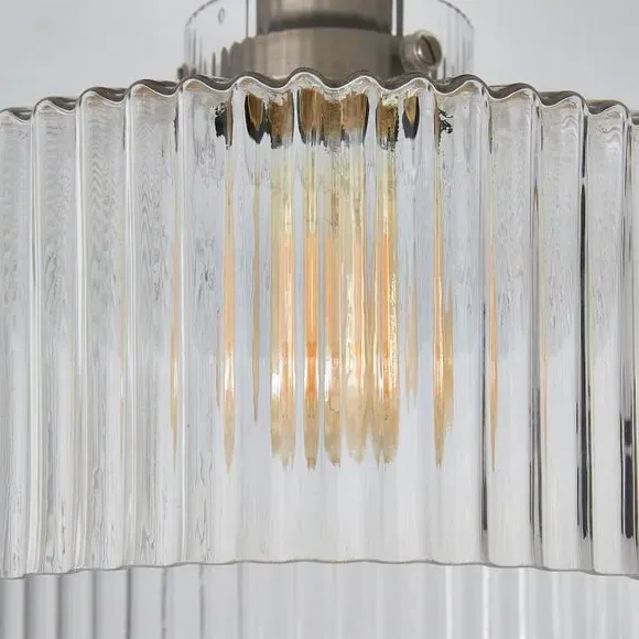 Semi Flush Ceiling Light - Pewter, Glass