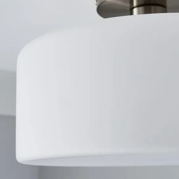 Semi Flush Ceiling Light - Satin Nickel, Glass