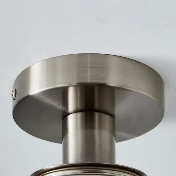 Semi Flush Ceiling Light - Satin Nickel, Glass