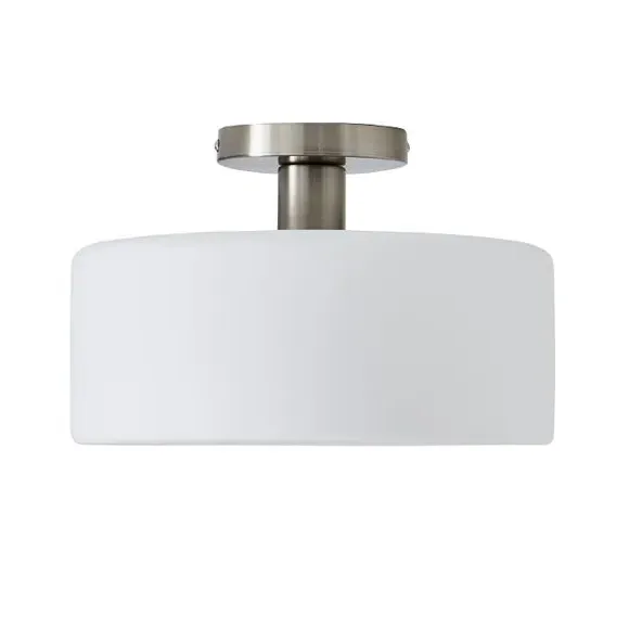 Semi Flush Ceiling Light - Satin Nickel, Glass