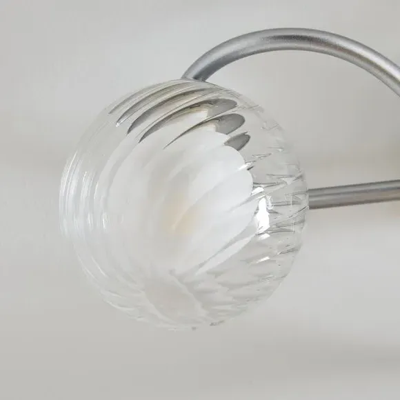 Semi Flush Ceiling Light with 3 Shades - Silver