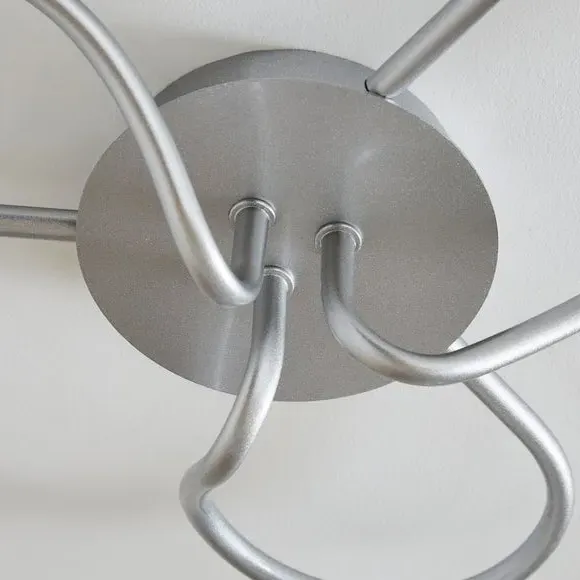 Semi Flush Ceiling Light with 3 Shades - Silver