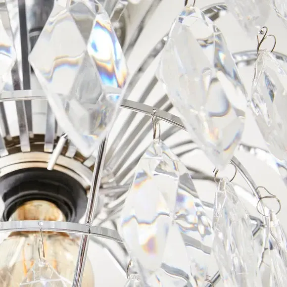 Semi Flush Ceiling Light with Crystals - Chrome