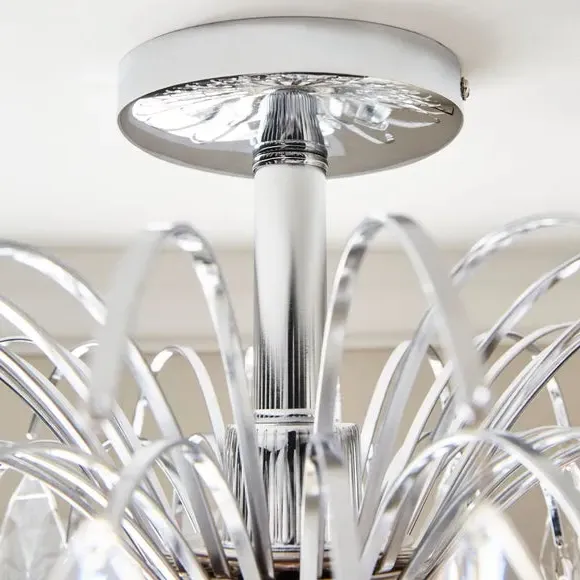 Semi Flush Ceiling Light with Crystals - Chrome