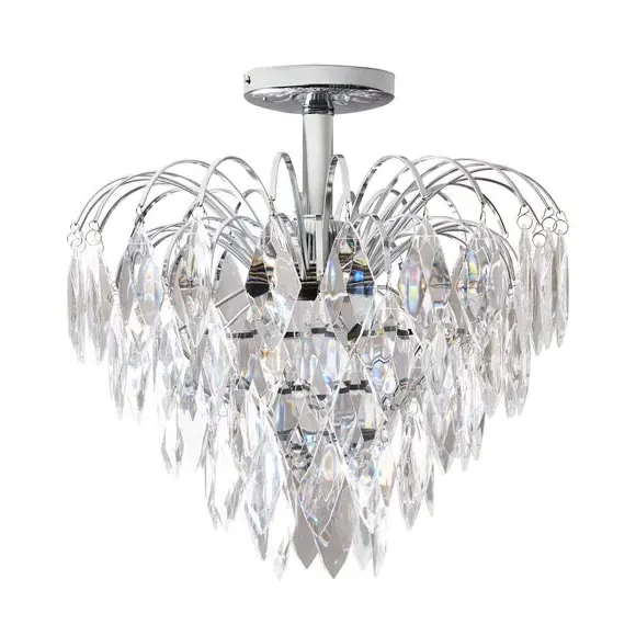 Semi Flush Ceiling Light with Crystals - Chrome