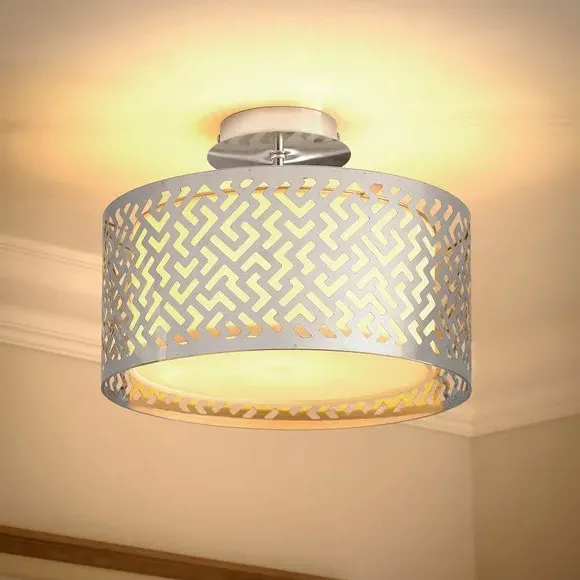 Semi-Flush Ceiling Light with Cut-Out - Silver