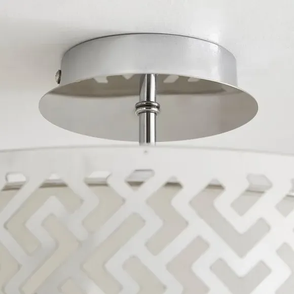 Semi-Flush Ceiling Light with Cut-Out - Silver