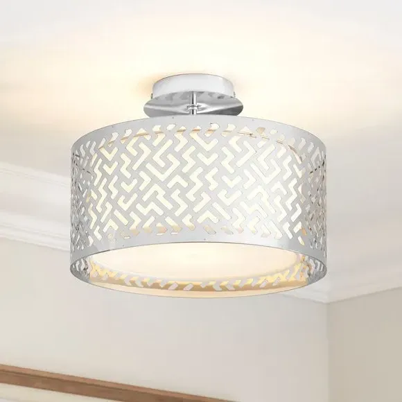 Semi-Flush Ceiling Light with Cut-Out - Silver image