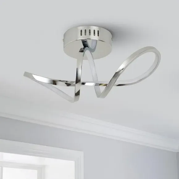 Semi Flush Ceiling Light with LED - Chrome