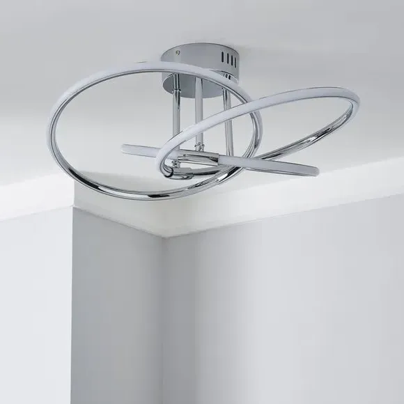 Semi Flush Ceiling Light with LED - Silver, Chrome