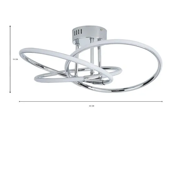 Semi Flush Ceiling Light with LED - Silver, Chrome