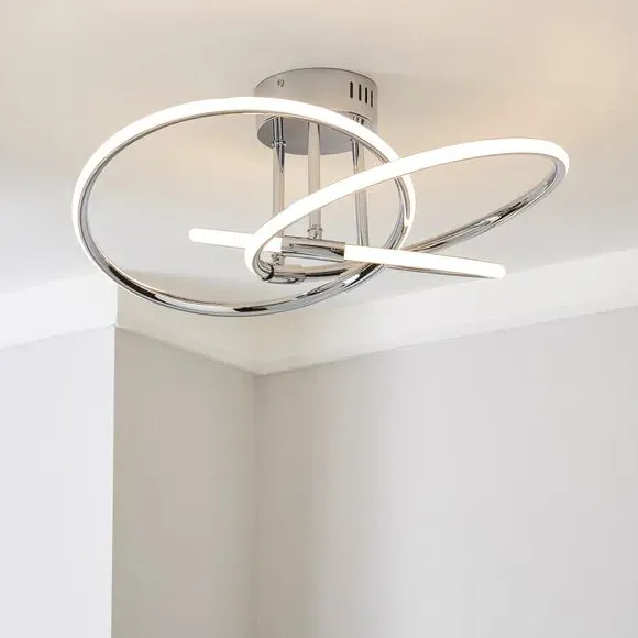 Semi Flush Ceiling Light with LED - Silver, Chrome image