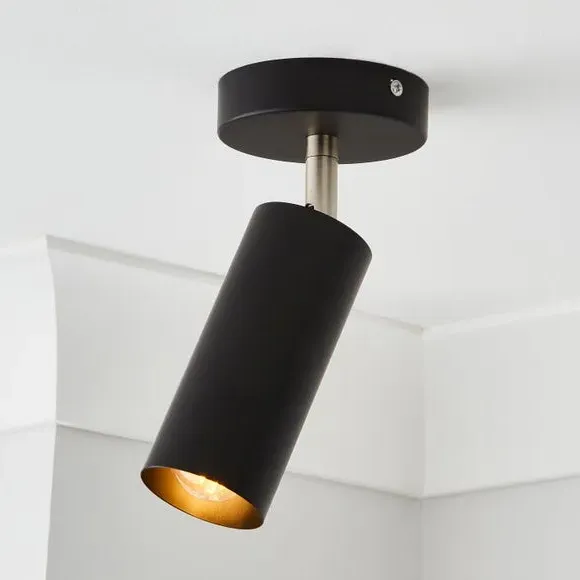 Semi Flush Ceiling Wall Spotlight - Black