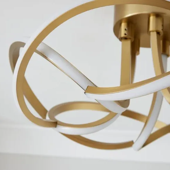 Semi Flush LED Ceiling Light - Antique Brass