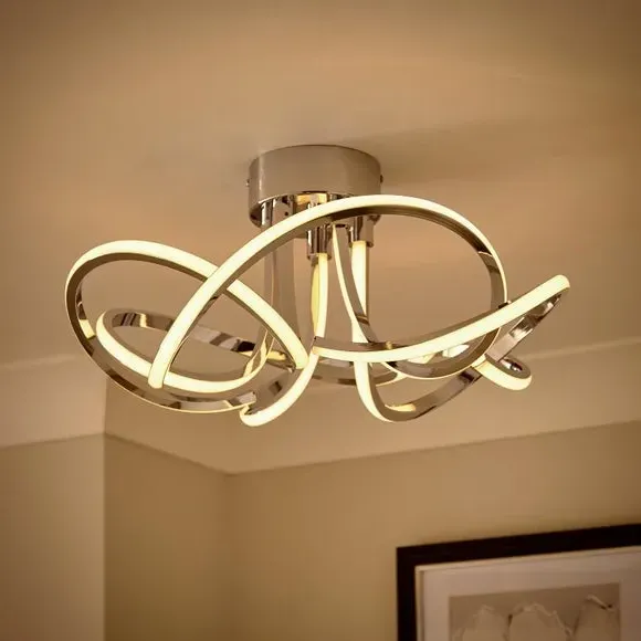 Semi Flush LED Ceiling Light - Chrome