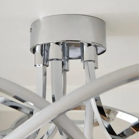 Semi Flush LED Ceiling Light - Chrome