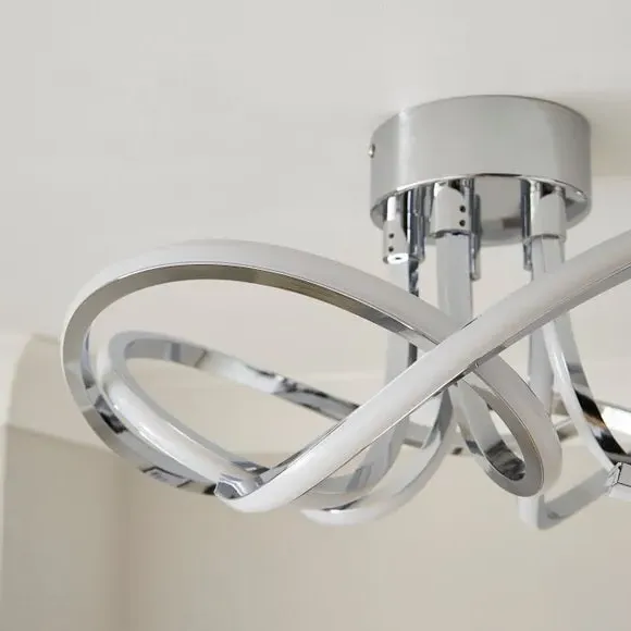 Semi Flush LED Ceiling Light - Chrome