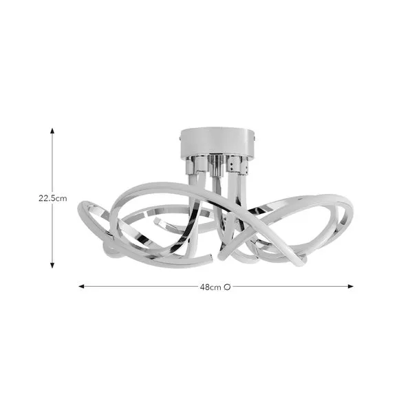 Semi Flush LED Ceiling Light - Chrome