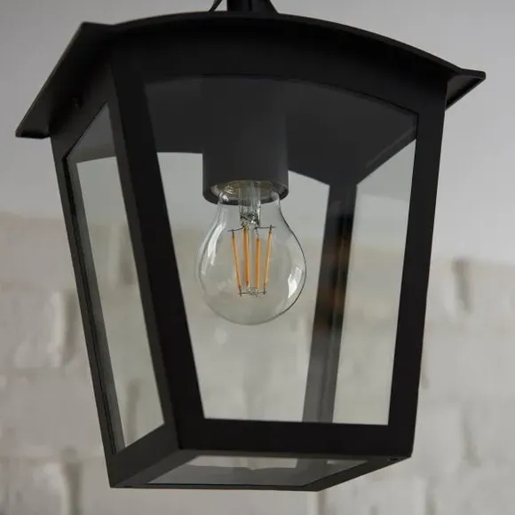 Semi Flush Porch Light - Black, Stainless Steel