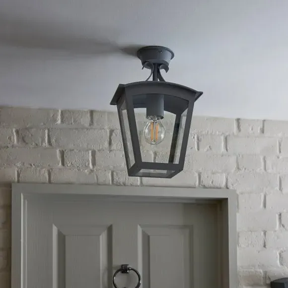 Semi Flush Porch Light - Grey, Stainless Steel