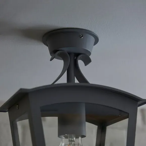 Semi Flush Porch Light - Grey, Stainless Steel