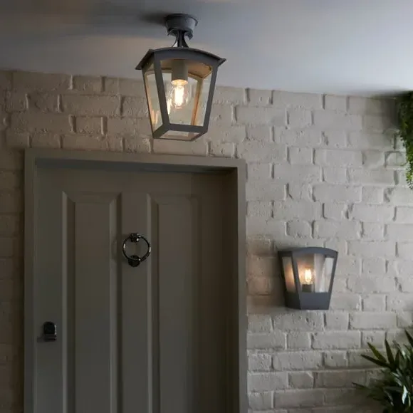 Semi Flush Porch Light - Grey, Stainless Steel